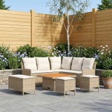 vidaXL Seturi de mobilier cu pernă 7 pcs Bej și crem Ratan PE 3422213