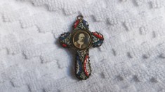 MEDALION CRUCE MICROMOZAIC VENETIAN cu PAPA manopera EXCEPTIONALA de colectie