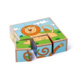 Puzzle din lemn cuburi - Animale exotice 3 x 3, Woodyland