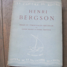 Henri Bergson Essais et temoignages recueillis Albert Baguin, Pierre Thevenaz