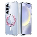 Husa pentru samsung galaxy s25 plus, atasare magnetica, magsafe, pink wreath 5, clear