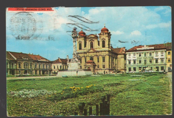 CPIB 23687 CARTE POSTALA - TIMISOARA, PIATA UNIRII, CIRCULATA, 1977, STAMPILE, TIMBRU