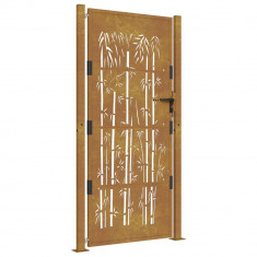 Poarta pentru gradina, 105x205 cm, otel corten, model bambus GartenMobel Dekor
