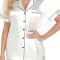 Set de pijama satinat, 3 piese, S, Alb perlat