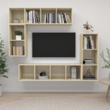 VidaXL Set dulap TV, 4 piese, stejar sonoma, lemn prelucrat