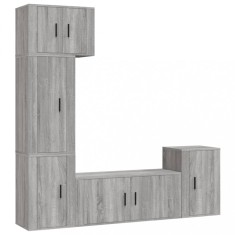 Set dulapuri TV, 5 piese, gri sonoma, lemn prelucrat