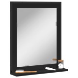 vidaXL Oglindă baie cu raft negru 50x12x60 cm lemn prelucrat