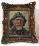 Ulei pe p&acirc;nză o lucrare veche semnata &icirc;ncadrată &icirc;ntr-o ramă deosebita din lemn masiv in stilul Baroc, Portrete, Realism
