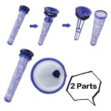 Cumpara ieftin Set 4 piese, 3 filtre si perie de curatare pentru aspiratoare Dyson ABC life, plastic, albastru