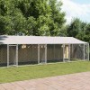 Cușcă c&acirc;ini cu acoperiș și uși, gri, 10x2x2 m, oțel galvanizat