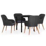 Cumpara ieftin Set masa pentru gradina, 5 piese, cu perne, negru