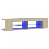 Cumpara ieftin Comoda TV cu lumini LED, stejar Sonoma, 135x39x30 cm