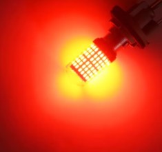 Bec auto led BAY15D 1157 P21 5W, 144LED SMD, lumina rosie, 2 faze, pozitie si stop pe frana, BZRSH