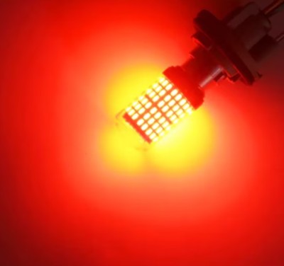 Bec auto led BAY15D 1157 P21 5W, 144LED SMD, lumina rosie, 2 faze, pozitie si stop pe frana, BZRSH foto