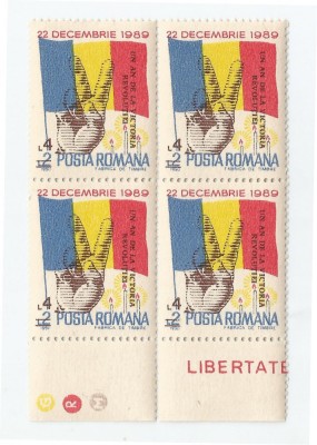 Romania, LP 1248/1990, Un an de la Revolutia Populara din Romania, bloc, MNH foto