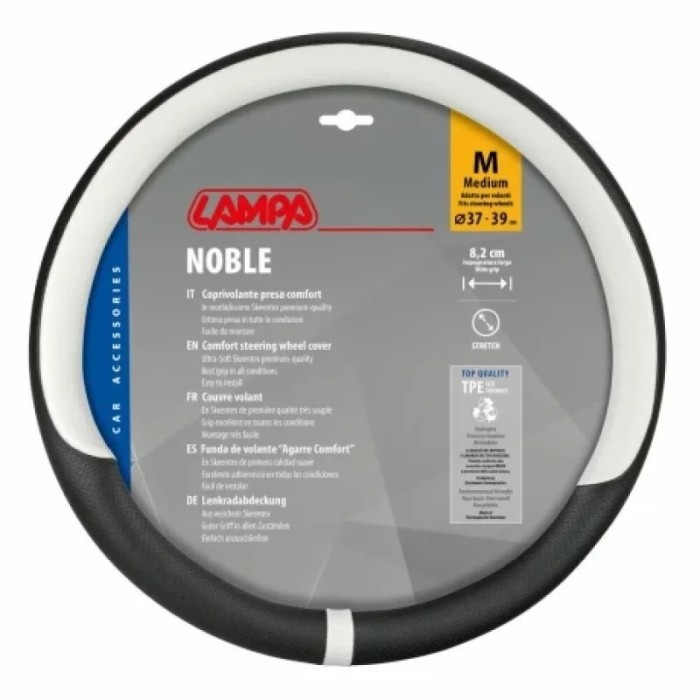 Husa volan Skeentex Noble - M - O 37/39 cm - Negru/Alb Garage AutoRide
