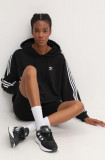 Cumpara ieftin Adidas Originals bluză 3-Stripes Hoodie femei, culoarea negru, cu glugă, cu imprimeu, IU2418