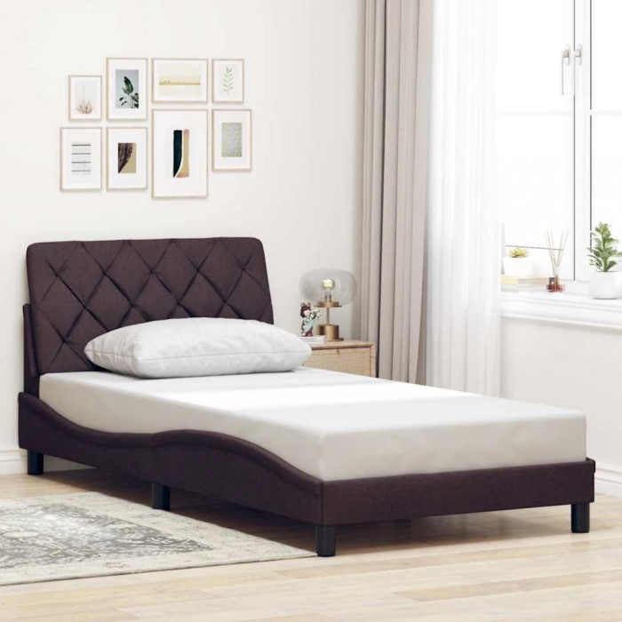 vidaXL Cadru de pat fără saltea, maro &icirc;nchis, 100x200 cm, textil 3310583