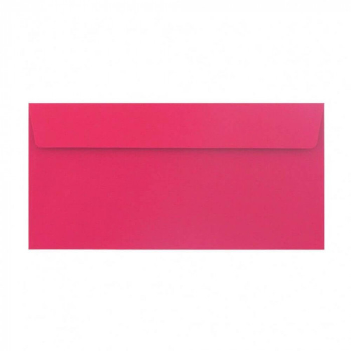 Plicuri Fucsia DL DACO, 25 Buc/Set, 110x220 mm, 120 g/m&sup2;, cu Clapeta Siliconica, Plic Fucsia, Plic Colorat, Plicuri cu Clapeta Siliconica, Plicuri DL