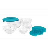 Set boluri Vanora, 140-910 ml, sticla, capac plastic, 5 piese, Albastru