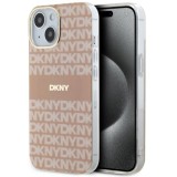 Husa iPhone 15 Plus - DKNY IML Mono &amp; Stripe MagSafe (DKHMP15MHRHSEP) - Pink