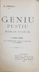 GENIU PUSTIU , ROMAN POSTUM , ED. a - III - a CU O INTRODUCERE CRITICA SI ADNOTATII DE I. SCURTU de M. EMINESCU - BUCURESTI, 1909 foto