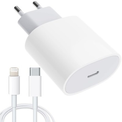 Incarcator compatibil cu iphone, usb type-c, fast charge, putere 20w, flippy, alb foto
