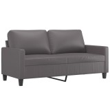 Cumpara ieftin Canapea cu 2 locuri, gri, 140 cm, piele ecologica