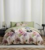 Lenjerie de lux pentru pat dublu,bumbac finet,6 piese,cearceaf cu elastic,multicolora,cu flori colorate-A1018, Jojo Home