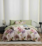 Cumpara ieftin Lenjerie de lux pentru pat dublu,bumbac finet,6 piese,cearceaf cu elastic,multicolora,cu flori colorate-A1018, Jojo Home