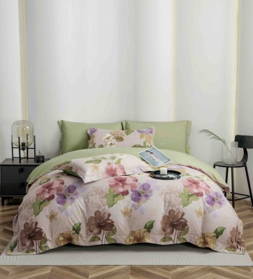 Lenjerie de lux pentru pat dublu,bumbac finet,6 piese,cearceaf cu elastic,multicolora,cu flori colorate-A1018 foto
