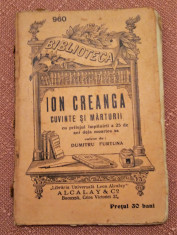 Ion Creanga. Cuvinte Si Marturii. B.P.T. Nr. 960 - Editura Alcalay, 1915 foto