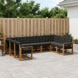 Cumpara ieftin Set de canapele de exterior 9 buc. 9-Locuri Natural si Negru