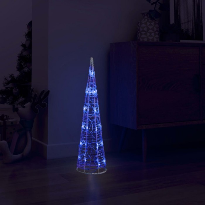 Piramidă decorativă con de lumini cu LED albastru 60 cm acril