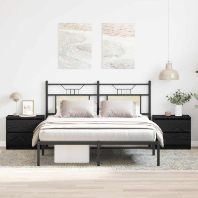 vidaXL Dulap de noapte cu sertar 2 pcs Stejar negru 50 x 40 x 43.5 cm 862612 foto