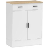 HOMCOM Bufet Modern 2 Sertare și Dulap cu 2 Uși, Raft Interior Reglabil, Alb și Lemn | Aosom Romania