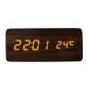Ceas de masa elSales ELS-1574 , afisaj LED galben , temperatura , data , format ora 24 h , lemn maro