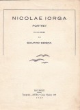C9380N Nicolae Iorga portret cu un desen de Eduard Sbiera, 1929
