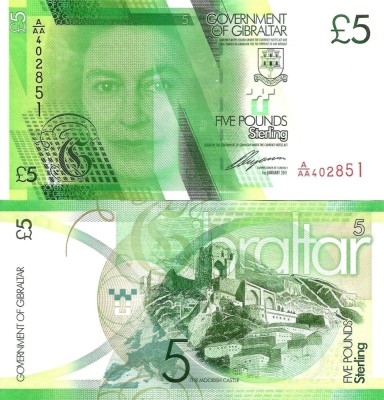 !!! RARR : GIBRALTAR - 5 POUNDS 2011 - P 35 - UNC foto