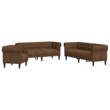 Cumpara ieftin Set de canapele, 3 piese, maro, textil