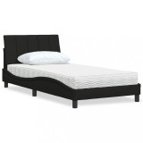 VidaXL Pat cu saltea, Hanko, negru, 100x200 cm, textil 3310512