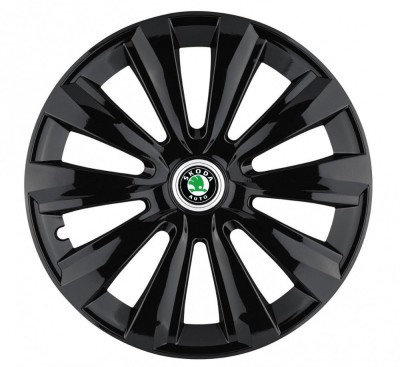 Set 4 Capace Roti, potrivite jantelor de R14, pentru Skoda, model delta negru foto