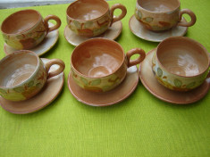 Ceramica frantuzeasca LA POTERIE PROVENCE FRANCE, superb set de cesti de cafea foto