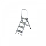 Scara pliabila cu trepte late si balustrada, Krause, Stabilo, 2.90m inaltime lucru, 4 trepte