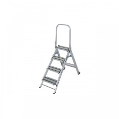 Scara pliabila cu trepte late si balustrada, Krause, Stabilo, 2.90m inaltime lucru, 4 trepte