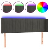 Cumpara ieftin Tablie de pat cu LED, gri inchis, 147x16x78/88 cm, catifea