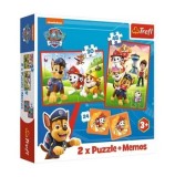 Cumpara ieftin Puzzle Trefl 2 in 1 Memo Patrula Catelusilor - Echipa in actiune, 102 piese