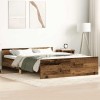Cadru Pat Gossi 135x190 cm Lemn Vechi, Fără Saltea - Bază Solidă, Design Rustic
