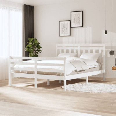 Cadru de pat, alb, 160x200 cm, lemn masiv GartenMobel Dekor foto