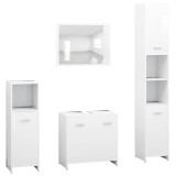 Cumpara ieftin Set mobilier de baie, 4 piese, alb, lemn prelucrat